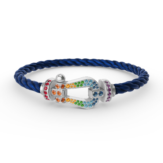 [⭐Aura]FORC LARGE HORSESHOE  COLORED DIAMOND BRACELET SILVER