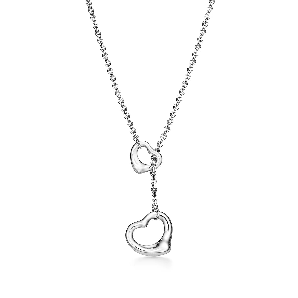 [Spark Jewels]OPEN HEART LARIAT NECKLACE SILVER