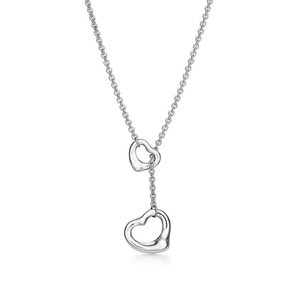 [Spark Jewels]OPEN HEART LARIAT NECKLACE SILVER