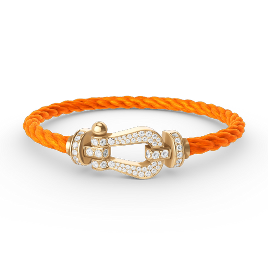 [⭐Aura]FORCE LARGE HORSESHOE FULL DIAMOND BRACELET GOLD