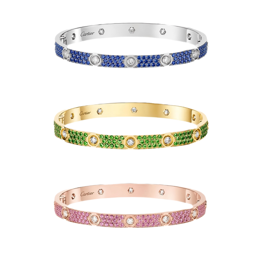 [⭐Aura]2026 PAVE GEMSTONE LOVE BRACELET 6.1MM 10 DIAMONDS