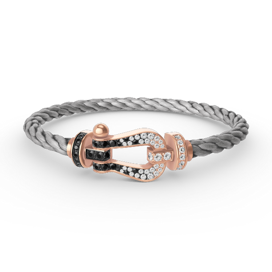 [⭐Aura]FORCE LARGE HORSESHOE BLACK WHITE DIAMOND BRACELET ROSE GOLD