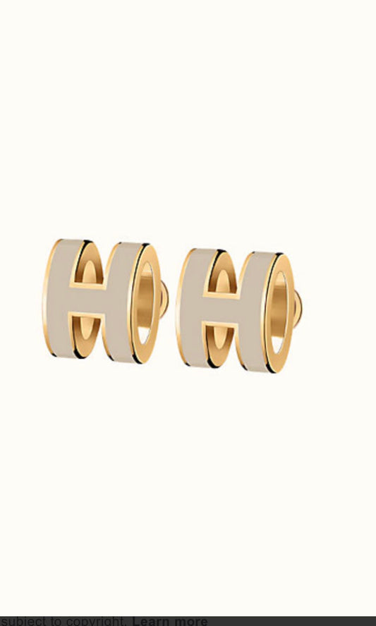 [⭐Aura]MINI POP H GOLD EARRINGS GREY