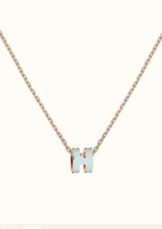 [⭐Aura]POP H LIGHT BLUE NECKLACE