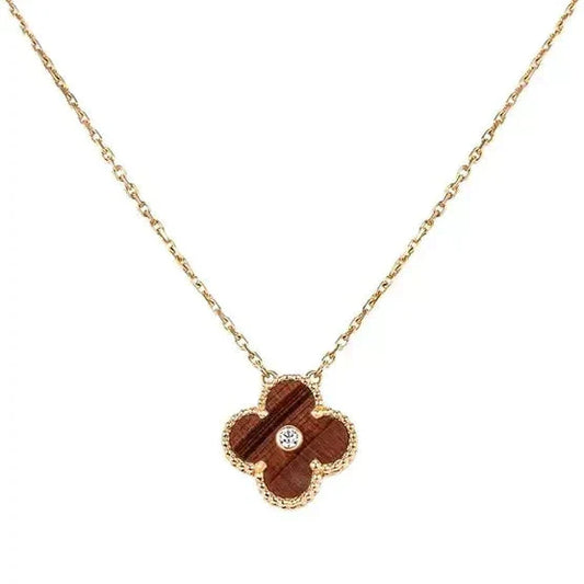 [⭐Aura]CLOVER 15MM DIAMOND AND YELLOW TIGER'S EYE AGATE necklace