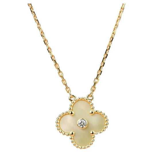 [⭐Aura]CLOVER 15MM DIAMOND GOLD MOTHER OF PEARL NECKLACE