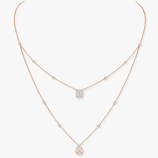 [⭐Aura]MY TWIN 2 ROW DIAMOND NECKLACE