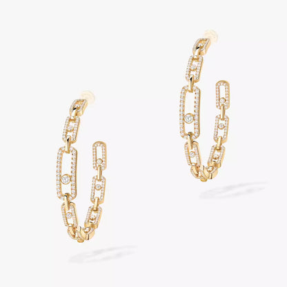 [[⭐Aura]Move Link Diamond Hoop Earrings