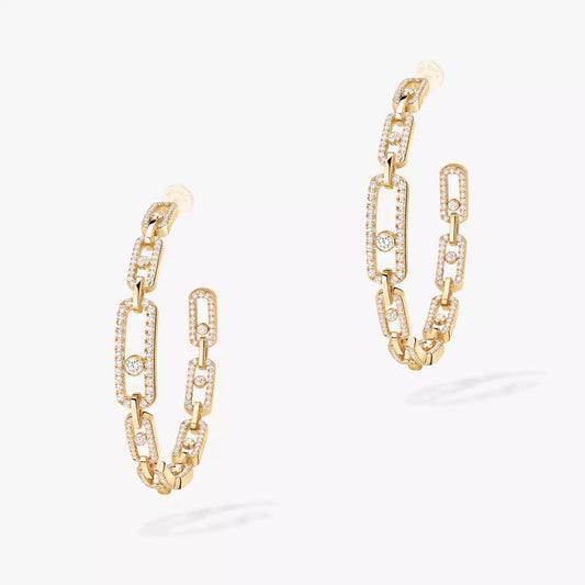 [[⭐Aura]Move Link Diamond Hoop Earrings