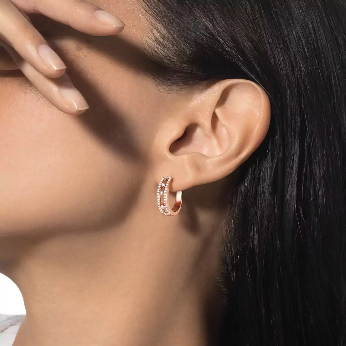 [⭐Aura]Diamond Pave_ Hoop Earrings Move