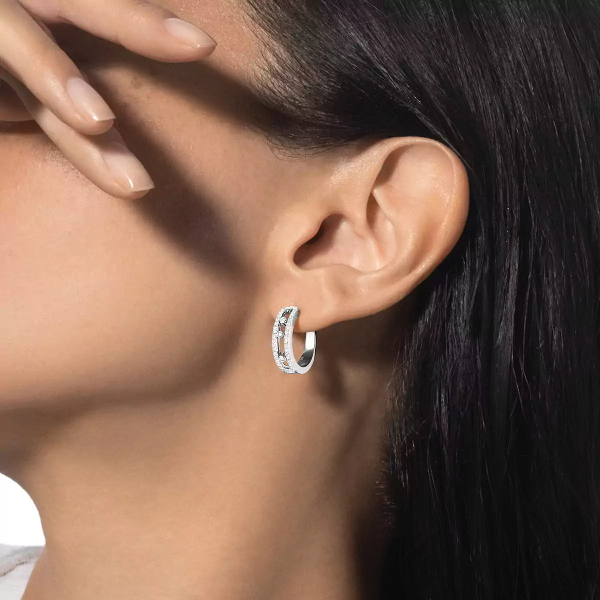 [⭐Aura]Diamond Pave_ Hoop Earrings Move