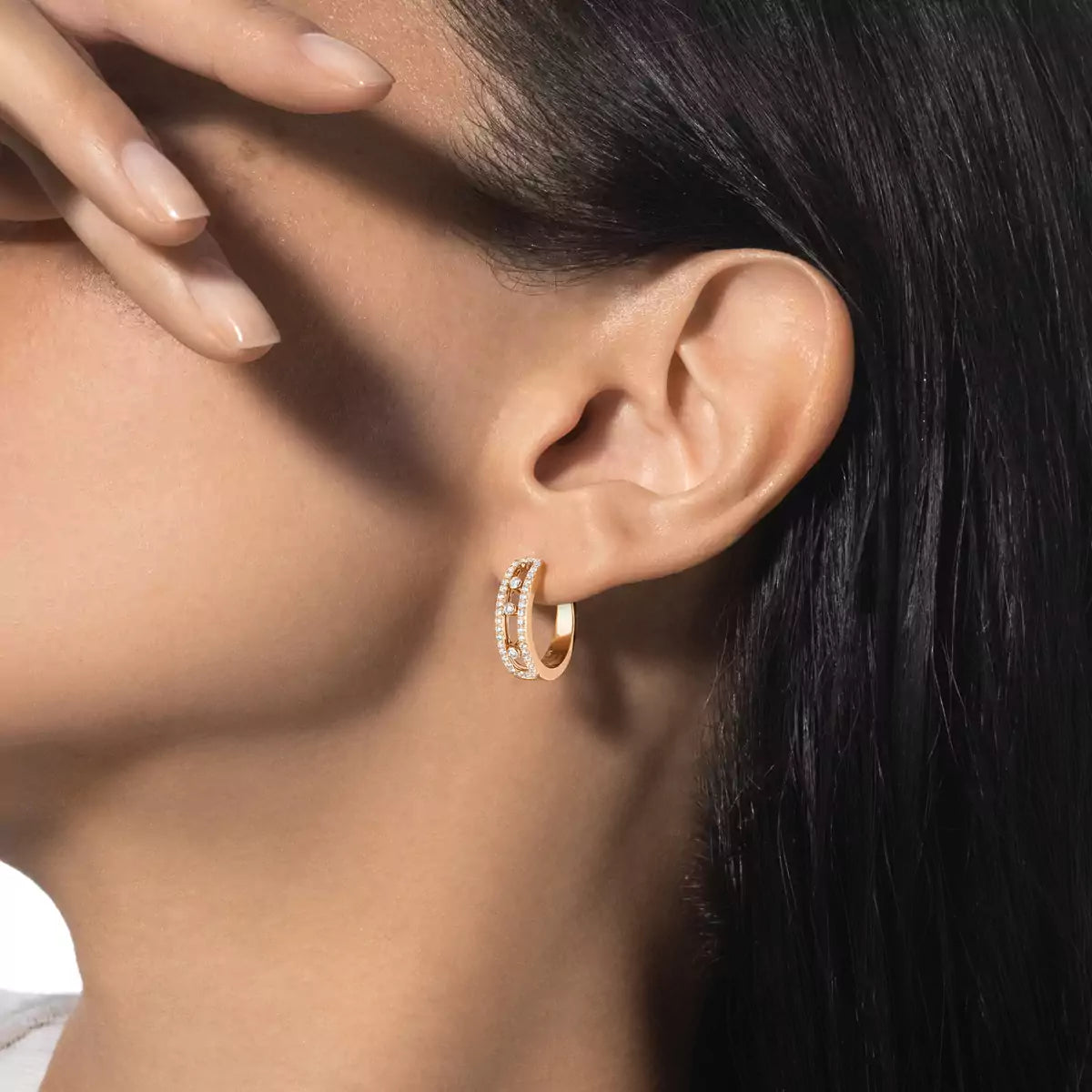 [⭐Aura]Diamond Pave_ Hoop Earrings Move