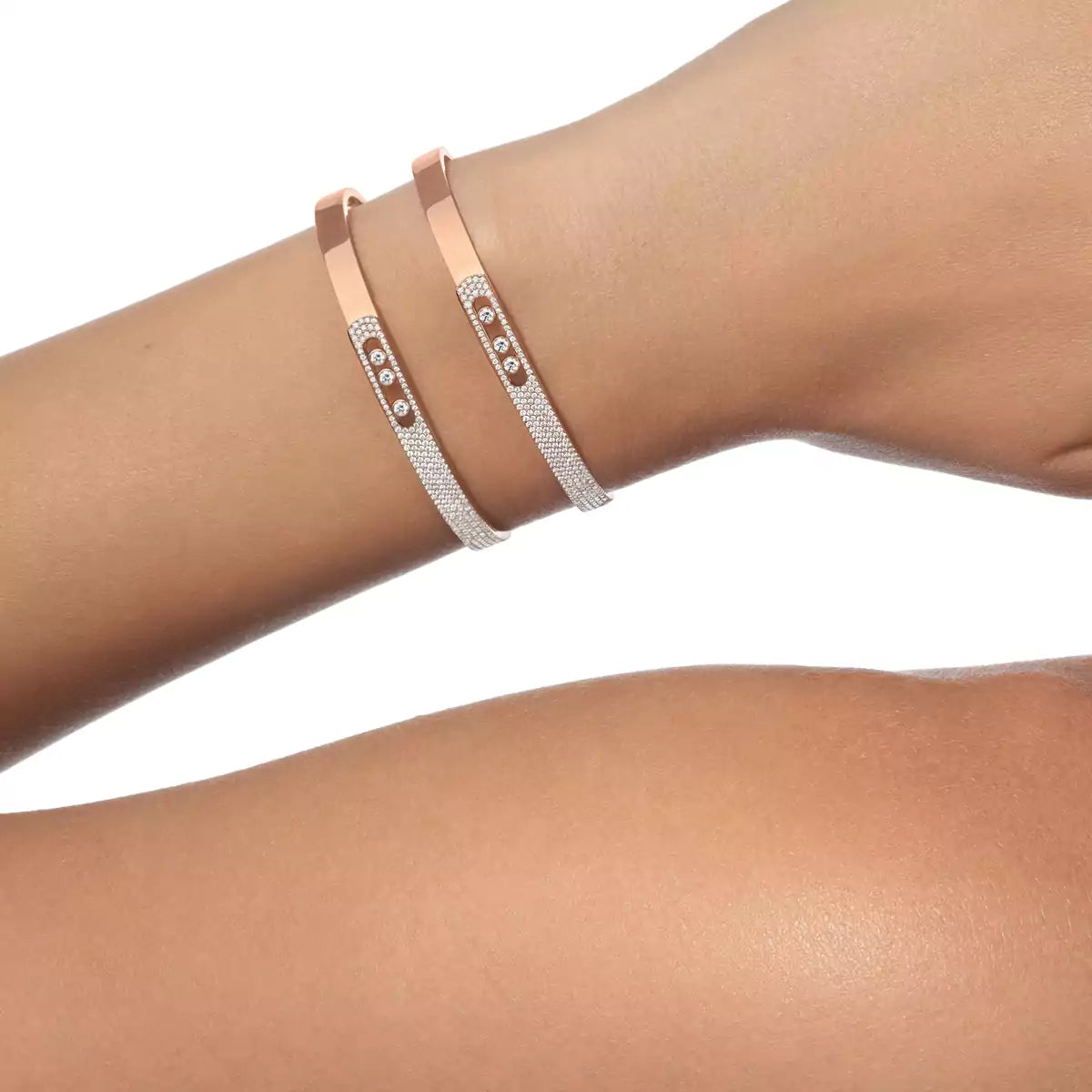 [⭐Aura]Move Noa Rose Gold Pavé Diamond Bangle Bracelet