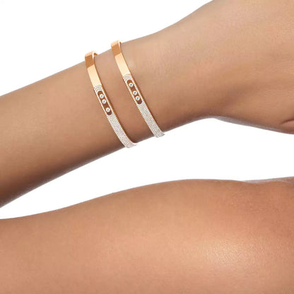 [⭐Aura]Move Noa Rose Gold Pavé Diamond Bangle Bracelet