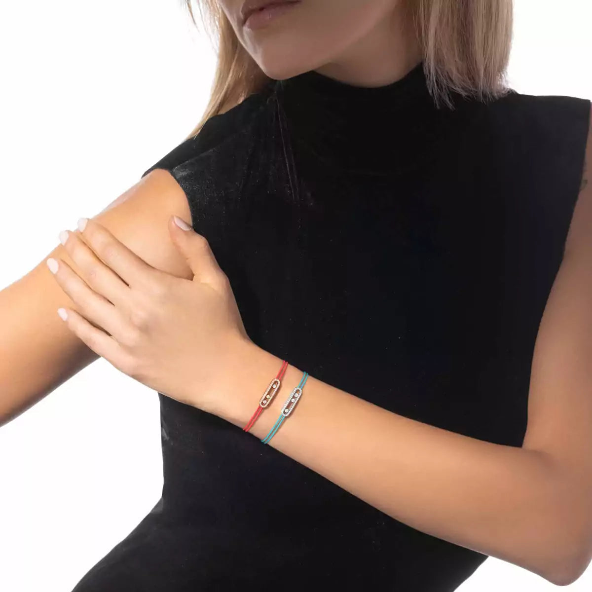 [⭐Aura]Messika Care(s) pink cord pavé bracelet