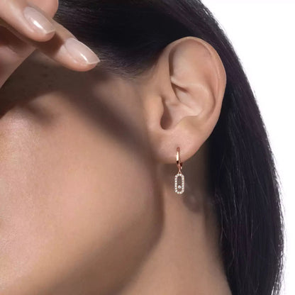 [⭐Aura]Move Uno Single Diamond Hoop Earring