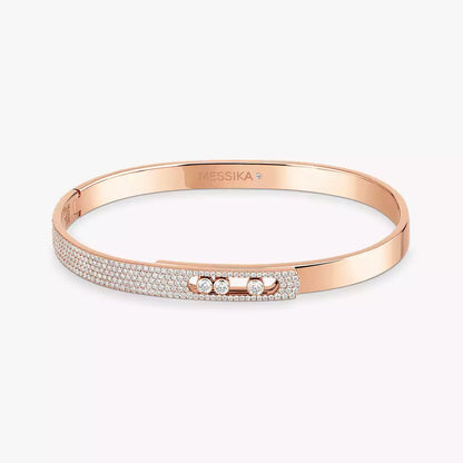 [⭐Aura]Move Noa Rose Gold Pavé Diamond Bangle Bracelet