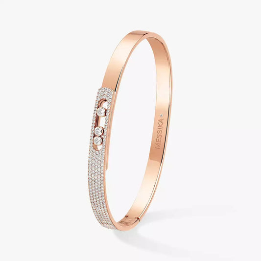 [⭐Aura]Move Noa Rose Gold Pavé Diamond Bangle Bracelet