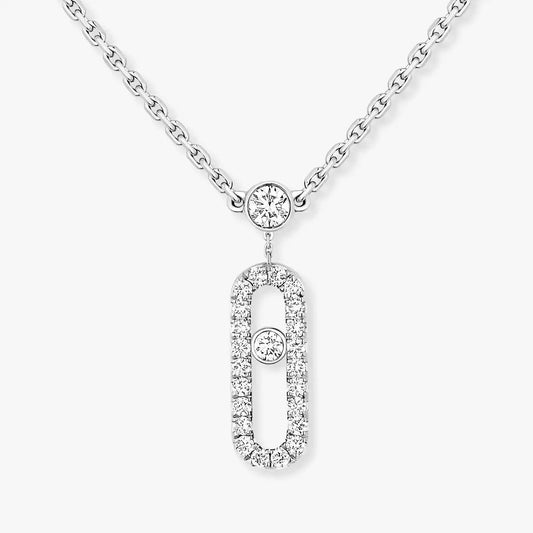 [⭐Aura]2 Rows Rose Gold Diamond Pave_ Necklace Move Uno