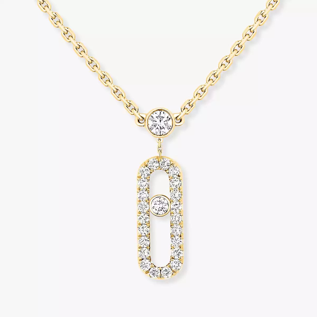 [⭐Aura]2 Rows Rose Gold Diamond Pave_ Necklace Move Uno