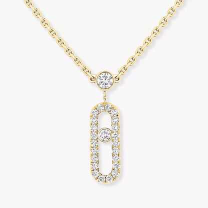 [⭐Aura]2 Rows Rose Gold Diamond Pave_ Necklace Move Uno