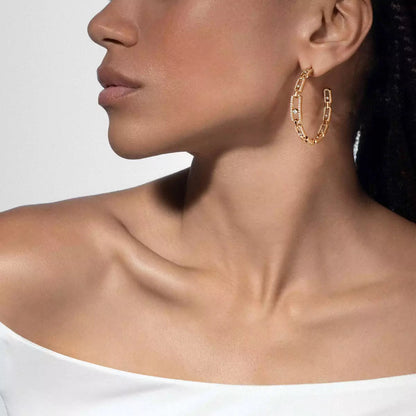 [[⭐Aura]Move Link Diamond Hoop Earrings
