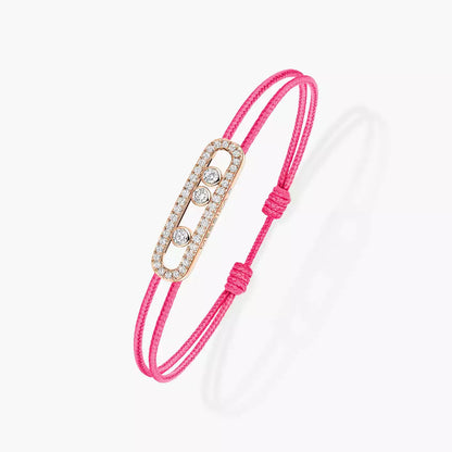 [⭐Aura]Messika Care(s) pink cord pavé bracelet