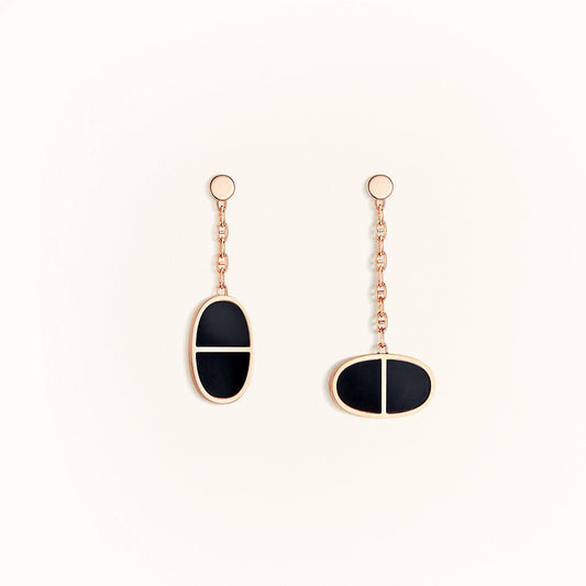 [⭐Aura]CHAINE VERSO BLACK CERAMIC EARRINGS