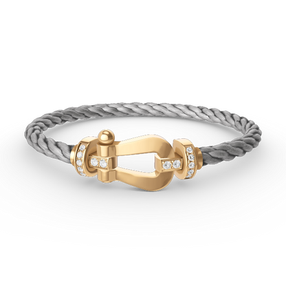 [⭐Spark]FORCE LARGE HORSESHOE HALF DIAMOND BRACELET GOLD
