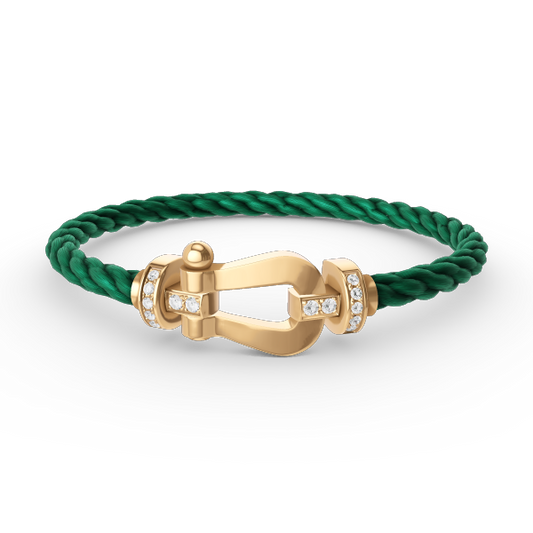 [⭐Aura]FORCE LARGE HORSESHOE HALF DIAMOND BRACELET GOLD