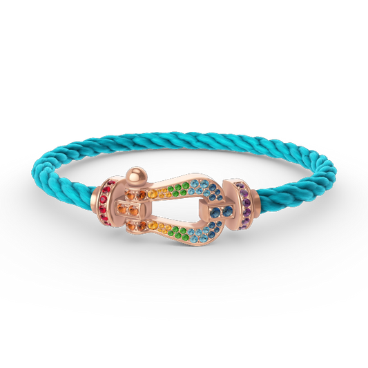 [⭐Aura]FORCE LARGE HORSESHOE  COLORED DIAMOND BRACELET ROSE GOLD