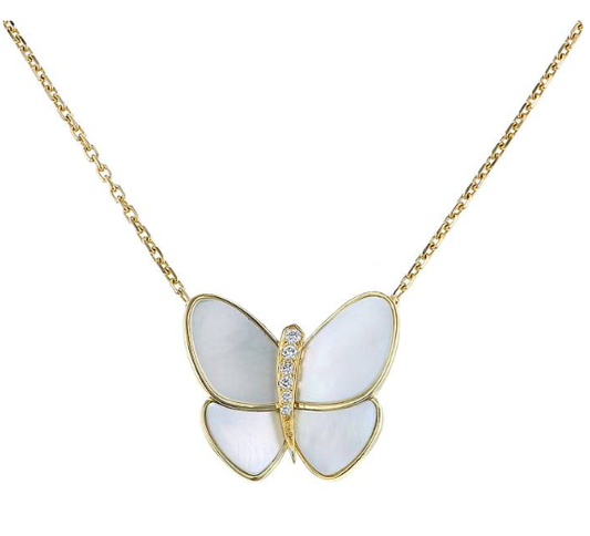[⭐Aura]BUTTERFLY GOLD MOP DIAMOND NECKLACE
