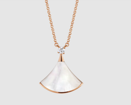 [⭐Aura]DREAM NECKLACE WHITE MOP PINK GOLD 1 DIAMOND
