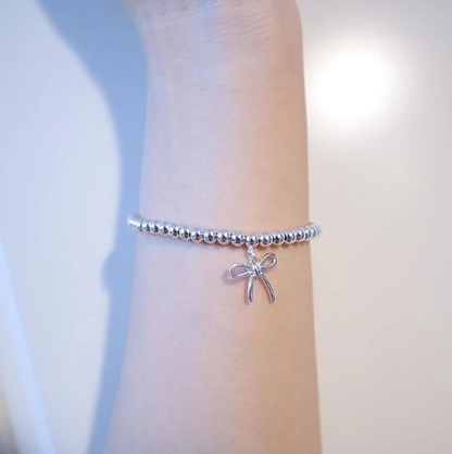 [Spark Jewels]STERLING SILVER BOW BEAD BRACELET