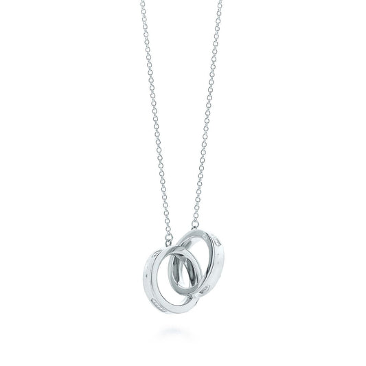 [Spark Jewels]INTERLOCKING CIRCLES PENDANT SILVER SMALL NECKLACE