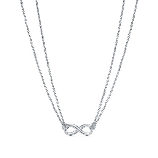 [Spark Jewels]SILVER INFINITY DOUBLE CHAIN NECKLACE
