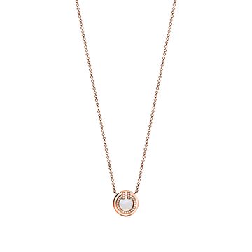[Spark Jewels]DIAMOND AND MOTHER PEARL CIRCLE NECKLACE PENDANT