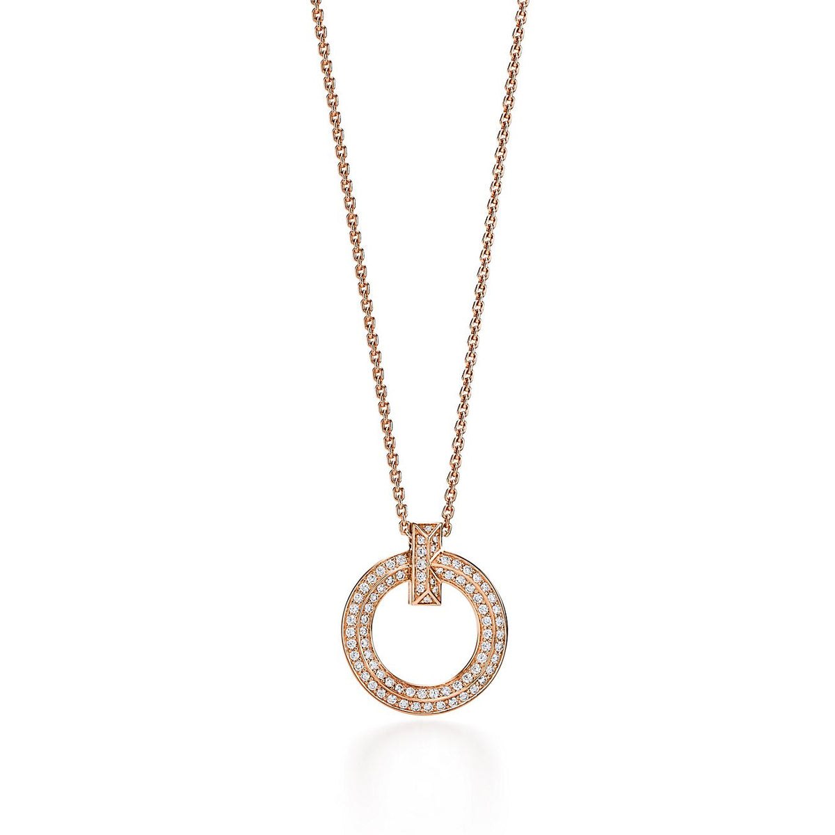 [Spark Jewels]T1 CIRCLE DIAMOND PAVED MEDIUM NECKLACE