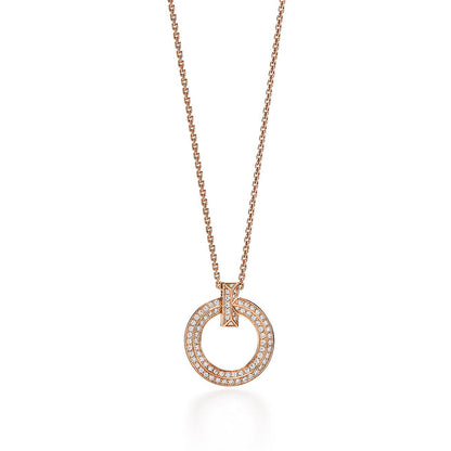 [Spark Jewels]T1 CIRCLE DIAMOND PAVED MEDIUM NECKLACE