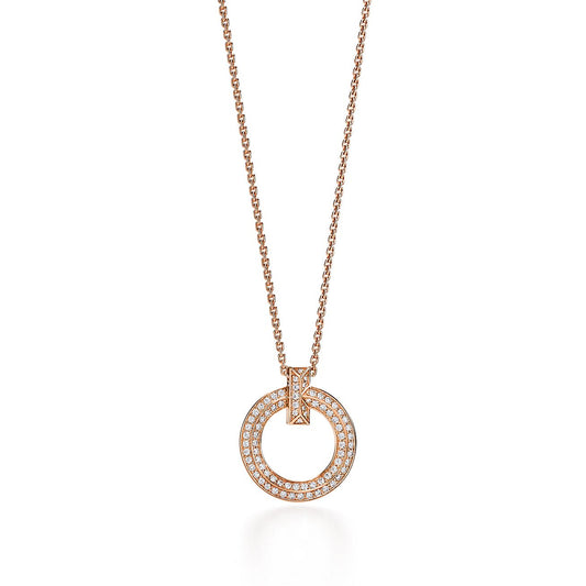 [Spark Jewels]T1 CIRCLE DIAMOND PAVED MEDIUM NECKLACE