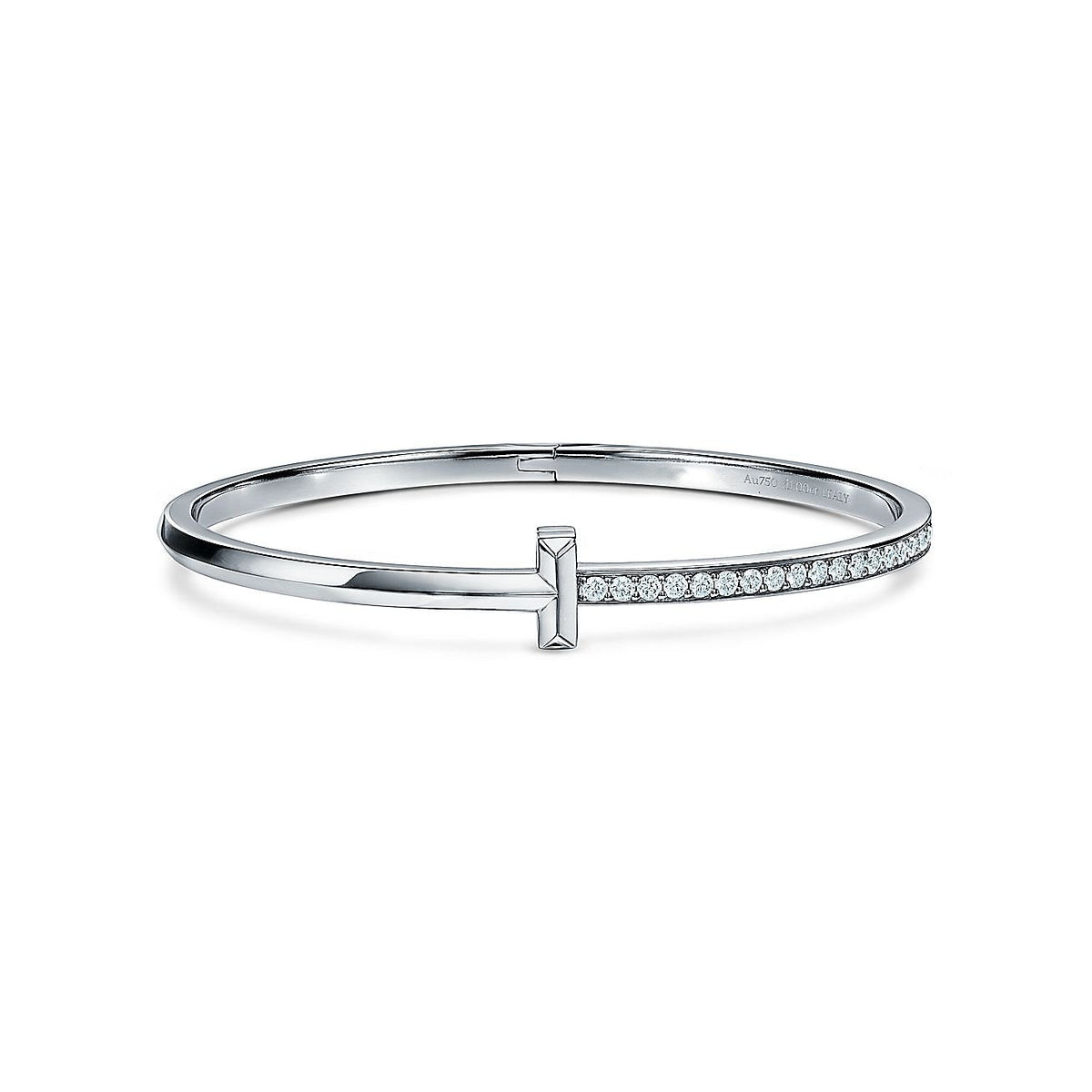 [Spark Jewels]NARROW T1 HINGED BANGLE DIAMOND SILVER