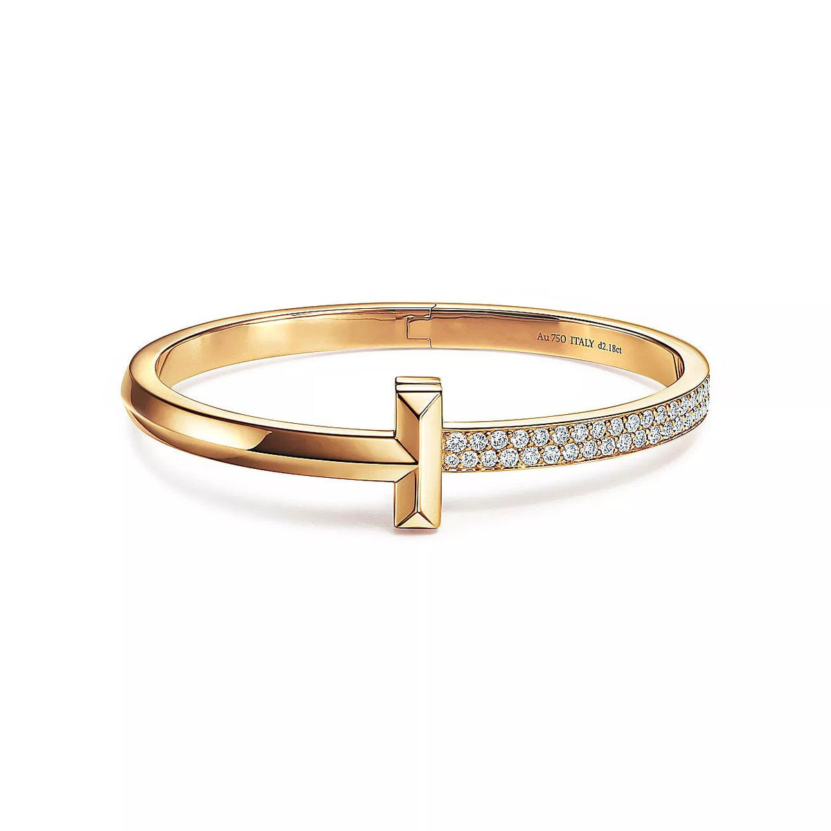 [Spark Jewels]T1 WIDE DIAMOND HINGED BANGLE PINK GOLD