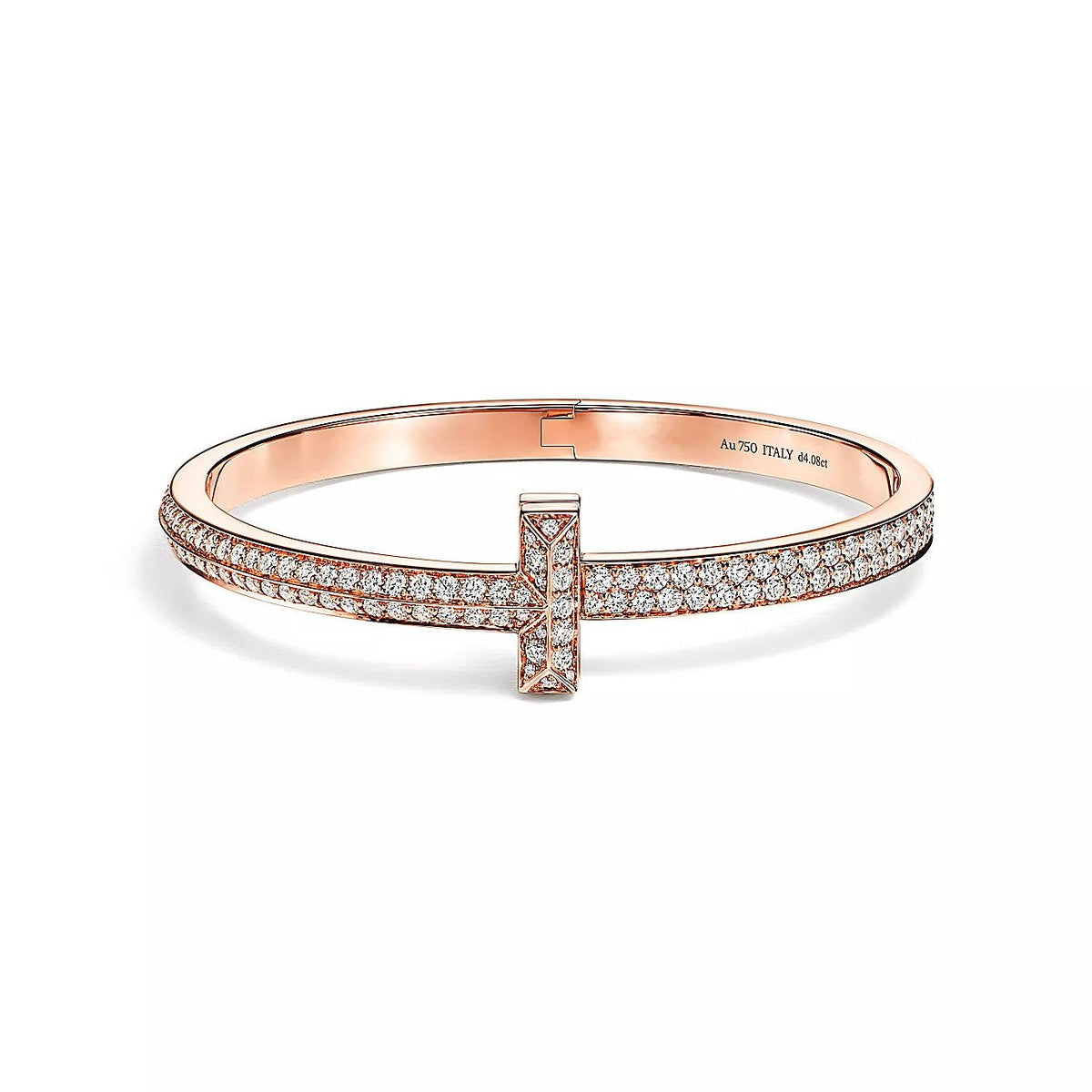 [Spark Jewels]T1 WIDE HINGED BANGLE DIAMOND PAVED BRACELET