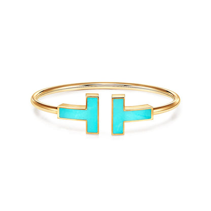 [Spark Jewels]T WIDE TURQUOISE OPEN BRACELET