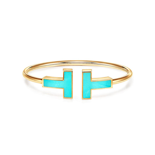 [Spark Jewels]T WIDE TURQUOISE OPEN BRACELET