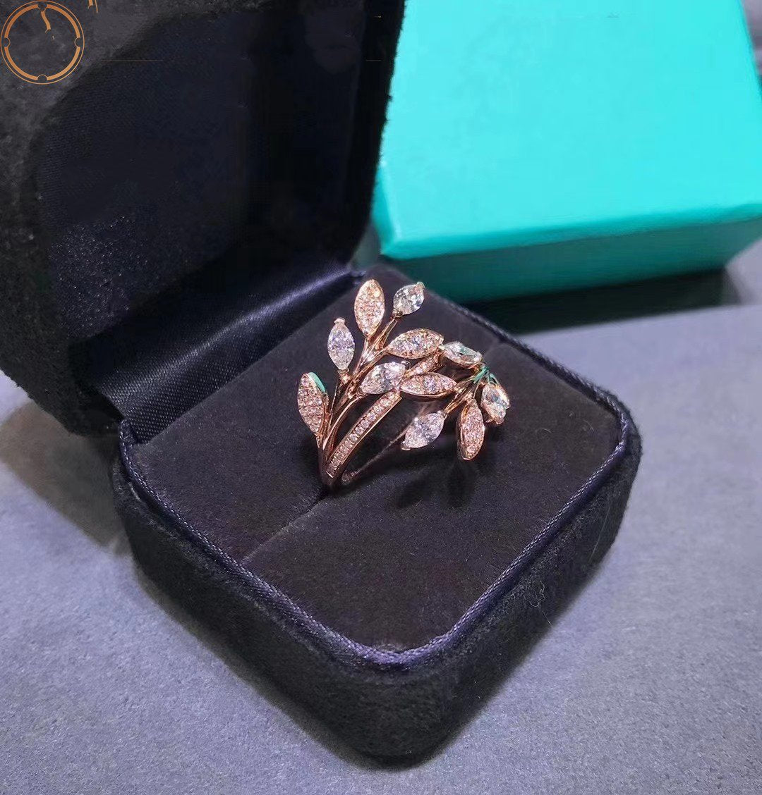 [Spark Jewels]VICTORIA DIAMOND VINE BYPASS RING PINK GOLD