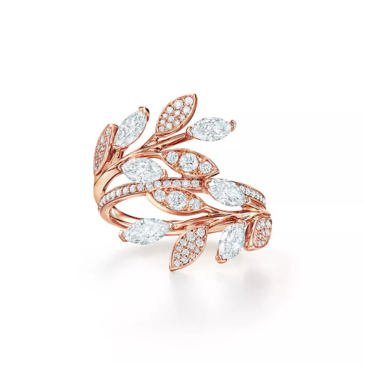 [Spark Jewels]VICTORIA DIAMOND VINE BYPASS RING PINK GOLD