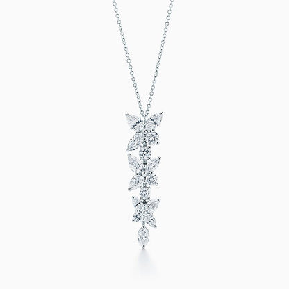 [Spark Jewels]MIXED CLUSTER DIAMOND DROP PENDANT