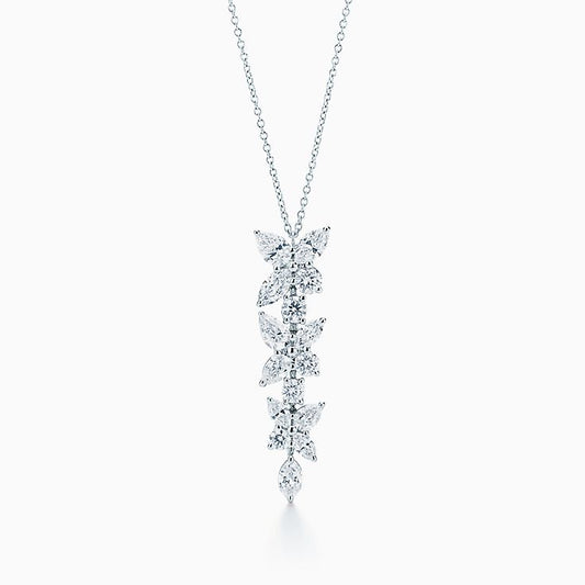 [Spark Jewels]MIXED CLUSTER DIAMOND DROP PENDANT