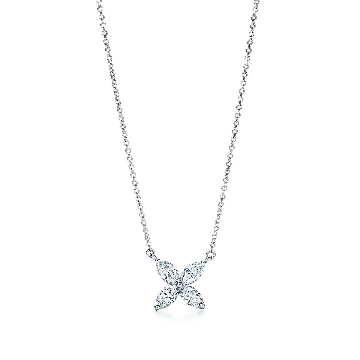 [Spark Jewels]PLATINUM AND DIAMOND VICTORIA PENDANT NECKLACE
